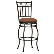 Benzara Metal Bar Stool with Fabric Upholstered Seat, Black and Brown