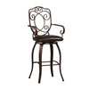 Benzara Metal Bar Stool with Armrests and Scrollwork Details, Brown