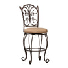 Benzara Metal Counter Stool with Cushioned Seat and Scrollwork Details, Brown