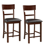 Benzara Wooden Counter Height Chair, Dark Brown, Set of 2