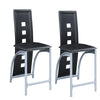 Benzara Cutout High Back Metal Chair with Leatherette Upholstery, Black and White, Set of 4
