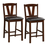 Benzara Rubber Wood Counter Height Armless Chair, Dark Walnut brown, Set of 2
