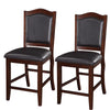 Benzara Wooden Armless High Chair, Espresso Brown & Black, Set of 2