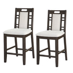 Benzara Wooden Armless High Chair, Brown & Ebony White, Set of 2
