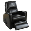 Benzara Swivel Recliner Chair in Black Faux Leather