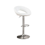 Benzara Metal Base Bar Stool with Faux Leather Seat White & Silver Set of 2