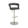 Benzara Metal Base Bar Stool with Faux Leather Seat and Gas Lift Black & Silver Set of 2