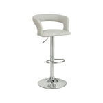 Benzara Metal Base Bar Stool with Faux Leather Seat and Gas Lift, Gray & Silver Set of 2