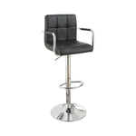 Benzara Chair Style Barstool with Faux Leather Seat and Gas Lift Black and Silver Set of 2