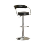 Benzara Round Seat Bar Stool with Gas Lift Black and Silver Set of 2