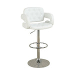 Benzara Chair Style Barstool with Tufted Seat and Back White and Silver