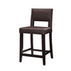 Benzara Wooden Counter Stool with Padded Seat and Open Backrest, Brown