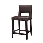 Benzara Wooden Counter Stool with Padded Seat and Open Backrest, Brown