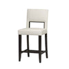 Benzara Wooden Counter Stool with Padded Seat and Backrest, Brown and White