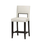 Benzara Wooden Counter Stool with Padded Seat and Backrest, Brown and White