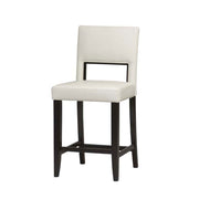 Benzara Wooden Counter Stool with Padded Seat and Backrest, Brown and White