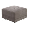 Benzara Tufted Seat Square Ottoman in Waffle Suede Gray