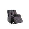 Benzara Plush Cushioned Recliner with Tufted Back and Roll Arms in Gray