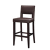 Benzara Wooden Bar Stool with Padded Seat and Open Backrest, Brown