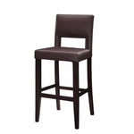 Benzara Wooden Bar Stool with Padded Seat and Open Backrest, Brown