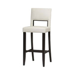 Benzara Wooden Bar Stool with Padded Seat and Backrest, Brown and White