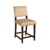 Benzara Wooden Stool with Fabric Upholstered Seat and Backrest, Brown and Beige