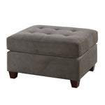 Benzara Cocktail Ottoman in Charcoal Gray Waffle Suede Fabric