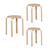 Benzara Round Wooden Stackable Stool with Straight Legs, Set of 4, Beige