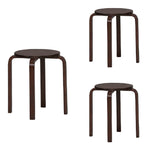Benzara Round Wooden Stackable Stool with Straight Legs, Set of 4, Brown