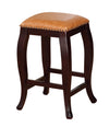 Benzara Square Shape Wooden Counter Stool with Nailhead Trim Accents, Brown