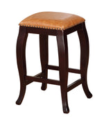 Benzara Square Shape Wooden Counter Stool with Nailhead Trim Accents, Brown