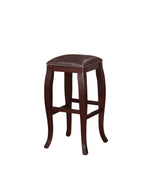Benzara Wooden Bar Stool with Cushioned Seat and Nailhead Trim Edge, Brown