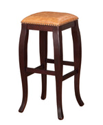 Benzara Square Shape Wooden Bar Stool with Nailhead Trim Accents, Brown