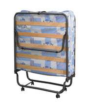 Benzara Metal Folding Bed with Wooden Slats and Mattress, Multicolor