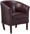 Benzara Wooden Club Chair with Faux Leather Upholstery, Purple and Brown
