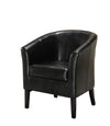Benzara Stitched Wooden Club Chair with Faux Leather Upholstery, Black