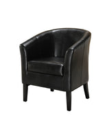 Benzara Stitched Wooden Club Chair with Faux Leather Upholstery, Black