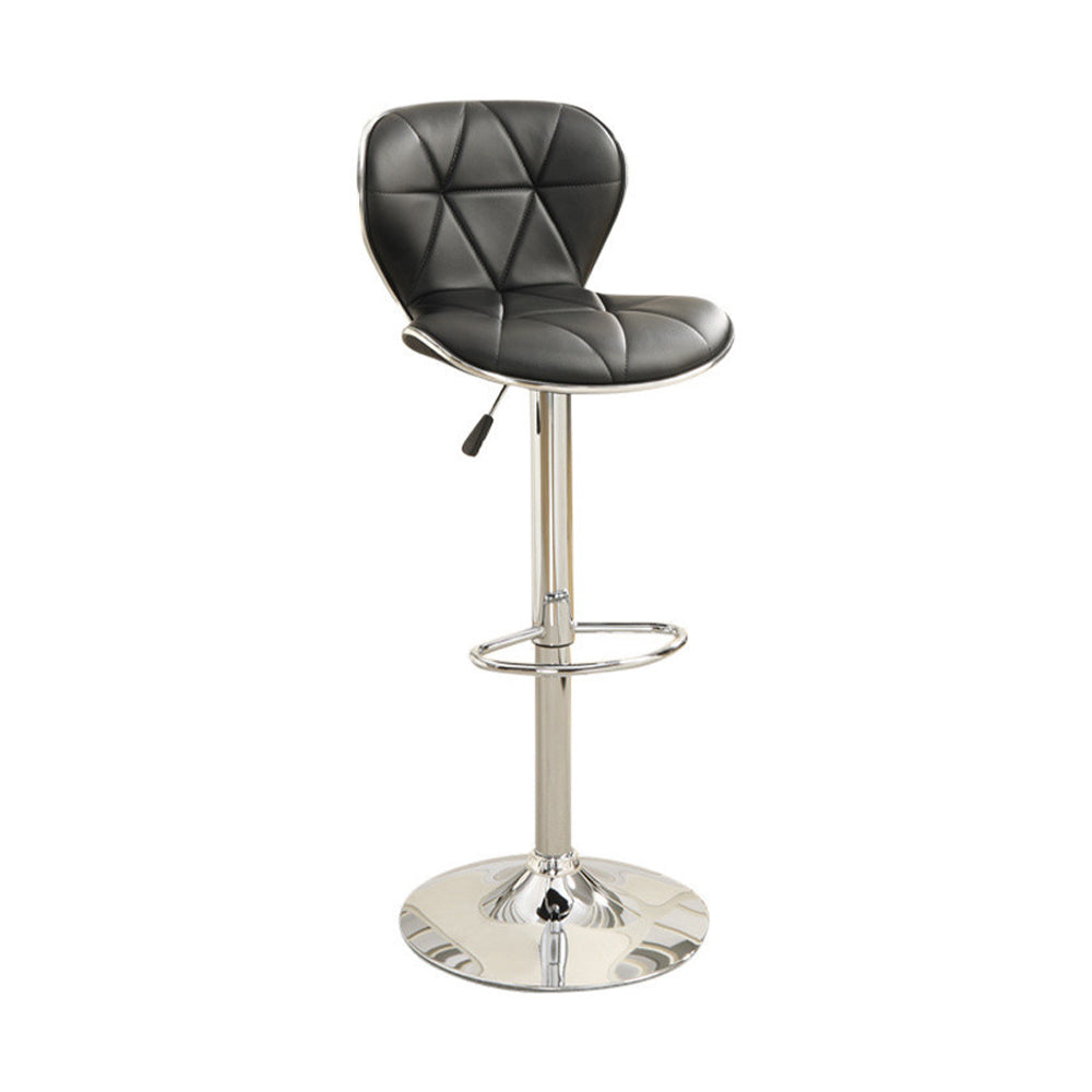 Benzara Leather Upholstered Bar Stool with Gas Lift Black Set of