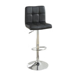 Benzara Armless Chair Style Bar Stool with Gas Lift Black and Silver Set of 2