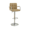 Benzara Arm Chair Style Bar Stool with Gas Lift Brown and Silver Set of 2