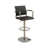 Benzara Faux Leather Barstool with Gas Lift Chrome Base Black Set of 2