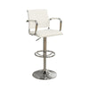 Benzara Faux Leather Barstool with Gas Lift Chrome Base White Set of 2