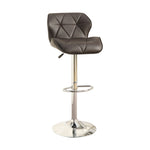 Benzara Barstool with Gaslight in Tufted Leather Dark Brown Set of 2