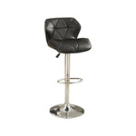Benzara Barstool with Gaslight in Tufted Leather Black Set of 2