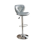 Benzara Polyurethane Swivel Barstool Silver Set of 2