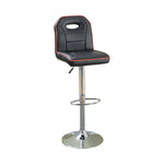 Benzara Polyurethane Swivel Barstool with Orange Trim Black Set of 2