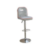 Benzara Polyurethane Swivel Barstool with Orange Trim Silver Set of 2