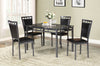 Benzara Marble and Metal 5 Pieces Dining Set in Black and Gray