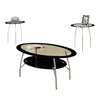 Benzara Oval Black Edge Glass Top 3 Pieces Coffee End Table Set