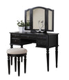 Benzara Commodious Vanity Set Featuring Stool and Mirror Black